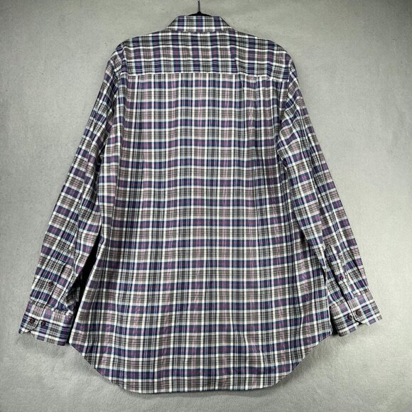 David Donahue Shirt Mens Size XL Gray Pink Blue Button Down Classic Fit Dress - Picture 8 of 12